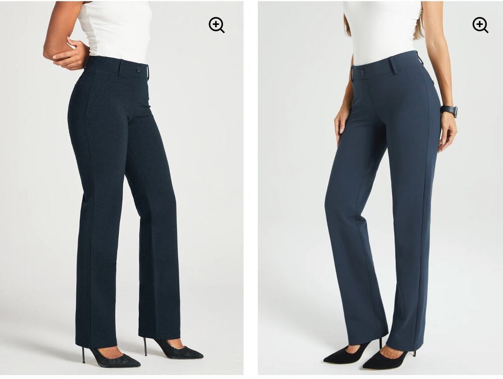 Betabrand Classic DPYP Dress Pant Yoga Pant Straight Womens Size Large Navy NWT